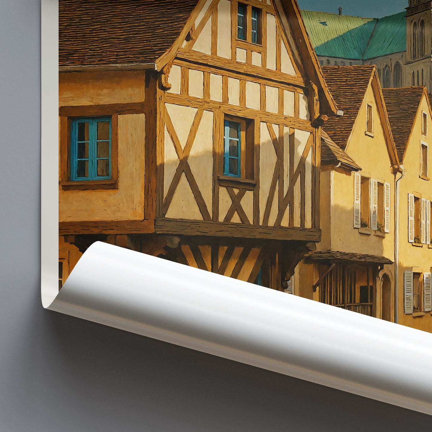 Chartres Travel Poster | Charming Street View | Historic Cathedral Art Print | France Home Decor