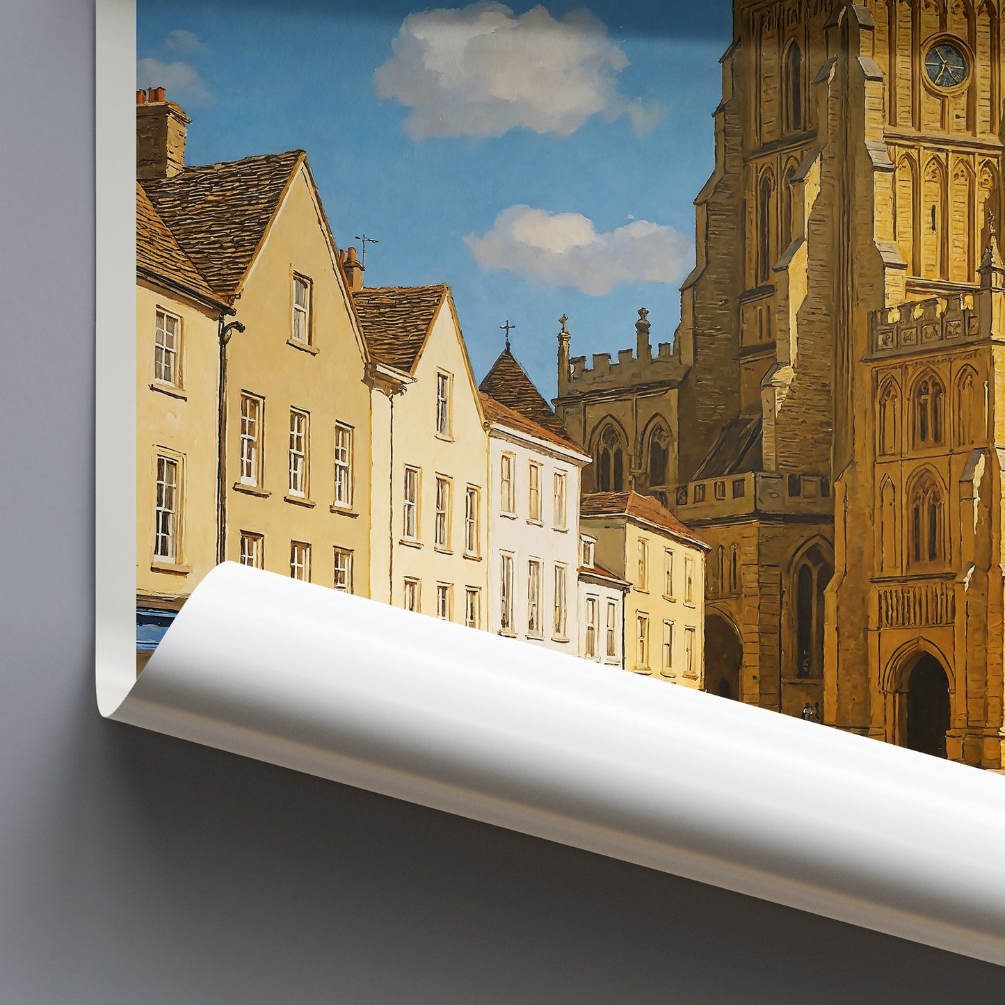 Cirencester Travel Poster, St. John Baptist Church Townscape | Cotswolds England Art Print & Home Decor | UK Destination Gift