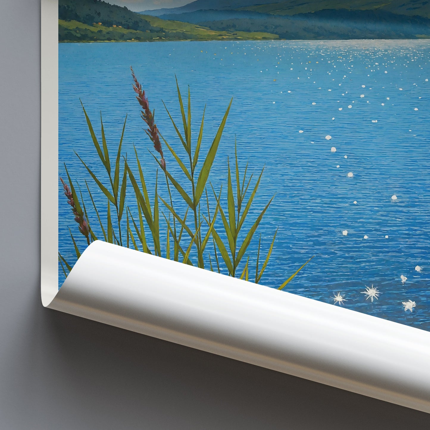 Clatteringshaws Loch Scotland Travel Poster | Vibrant Lake Art Print | Scottish Landscape Wall Decor