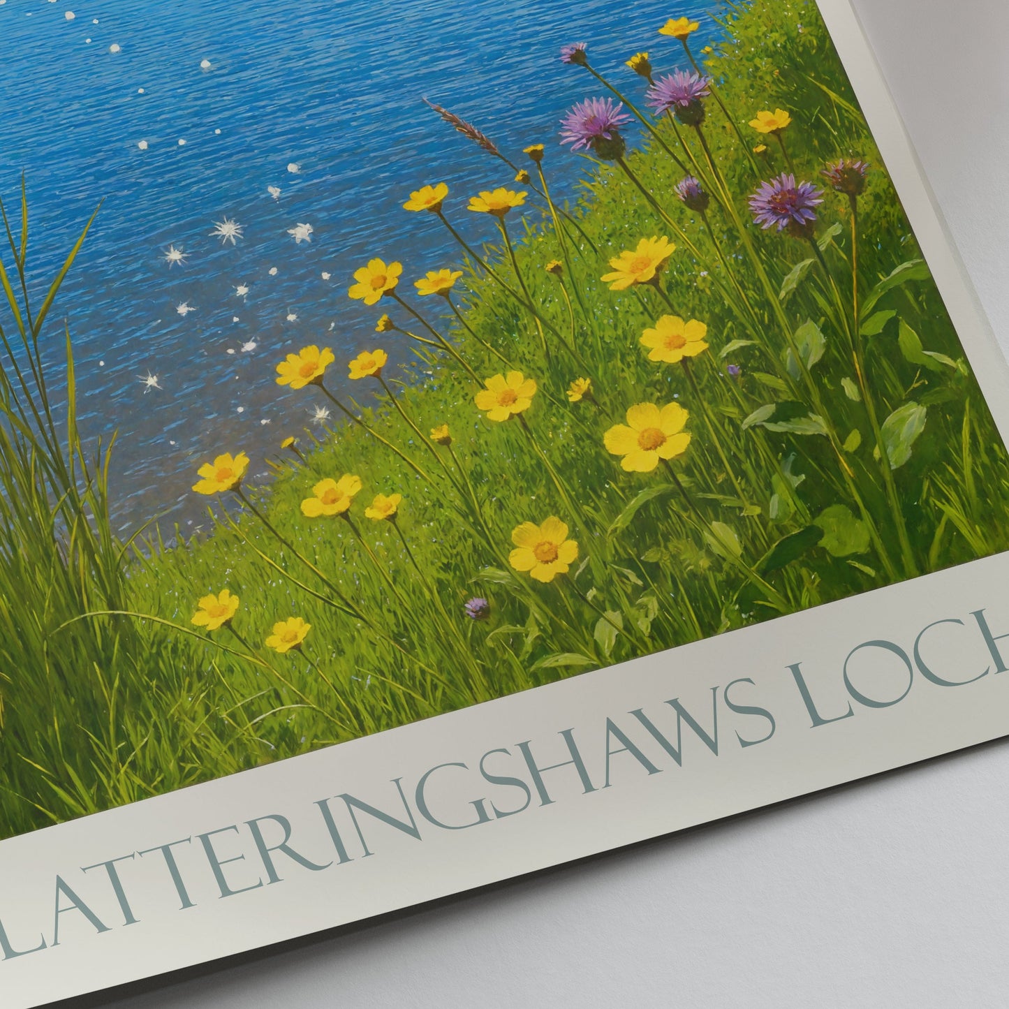 Clatteringshaws Loch Scotland Travel Poster | Vibrant Lake Art Print | Scottish Landscape Wall Decor