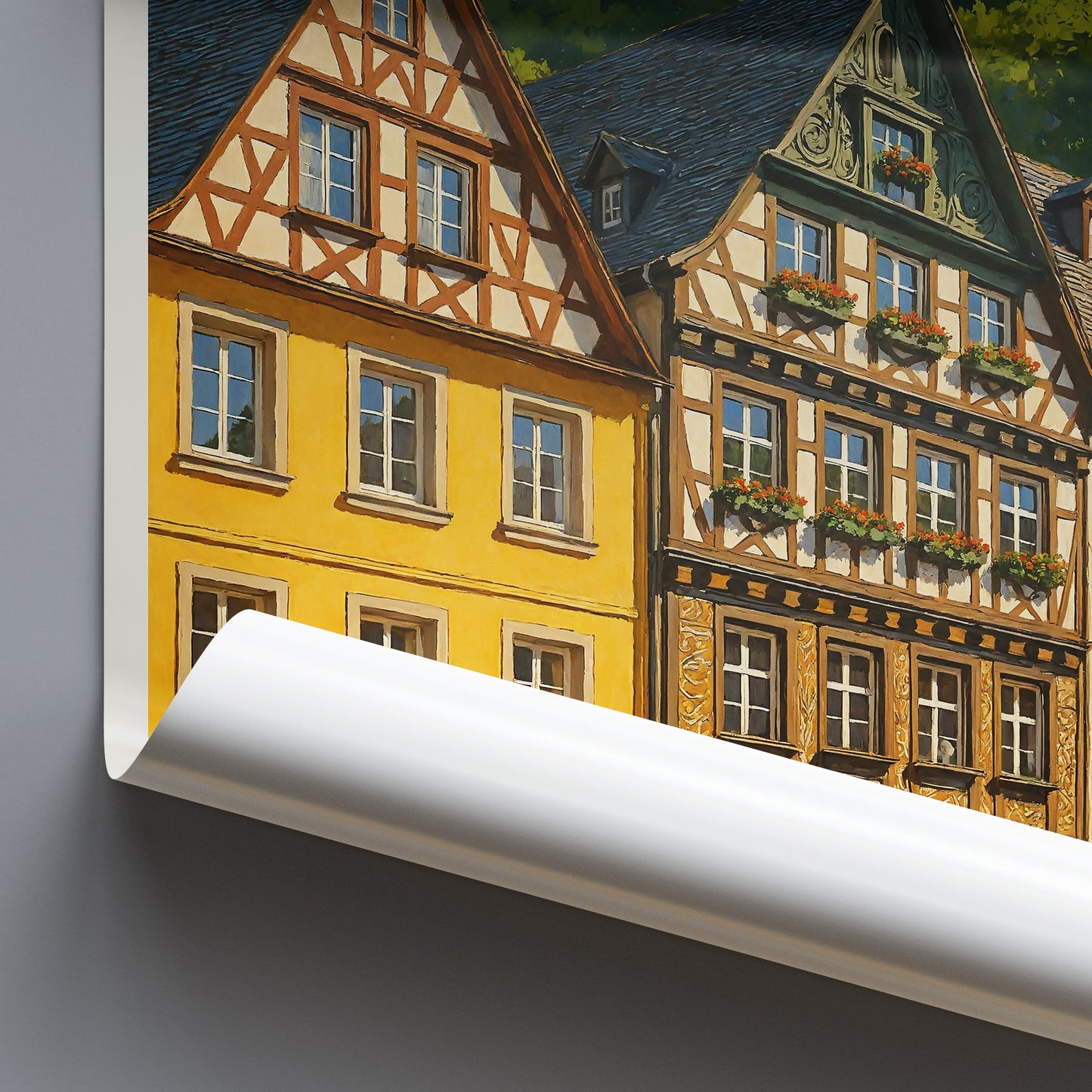 Cochem Travel Poster, Germany | Half-Timbered Town & Castle Painted Art Print | Mosel Valley Wall Decor | Historic European Gift