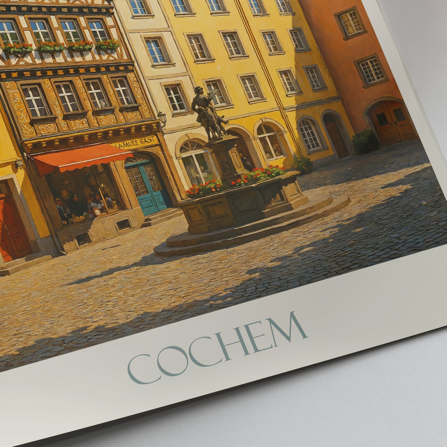Cochem Travel Poster, Germany | Half-Timbered Town & Castle Painted Art Print | Mosel Valley Wall Decor | Historic European Gift