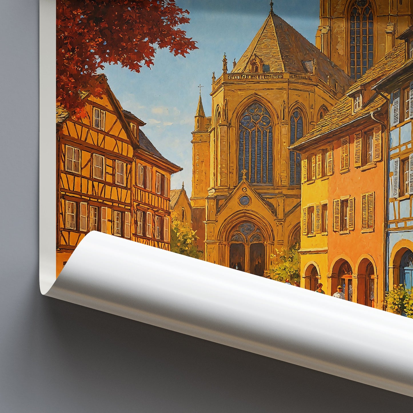Colmar Travel Poster | Colorful Alsace Street Art Print | France Wall Decor | European Cityscape Painting