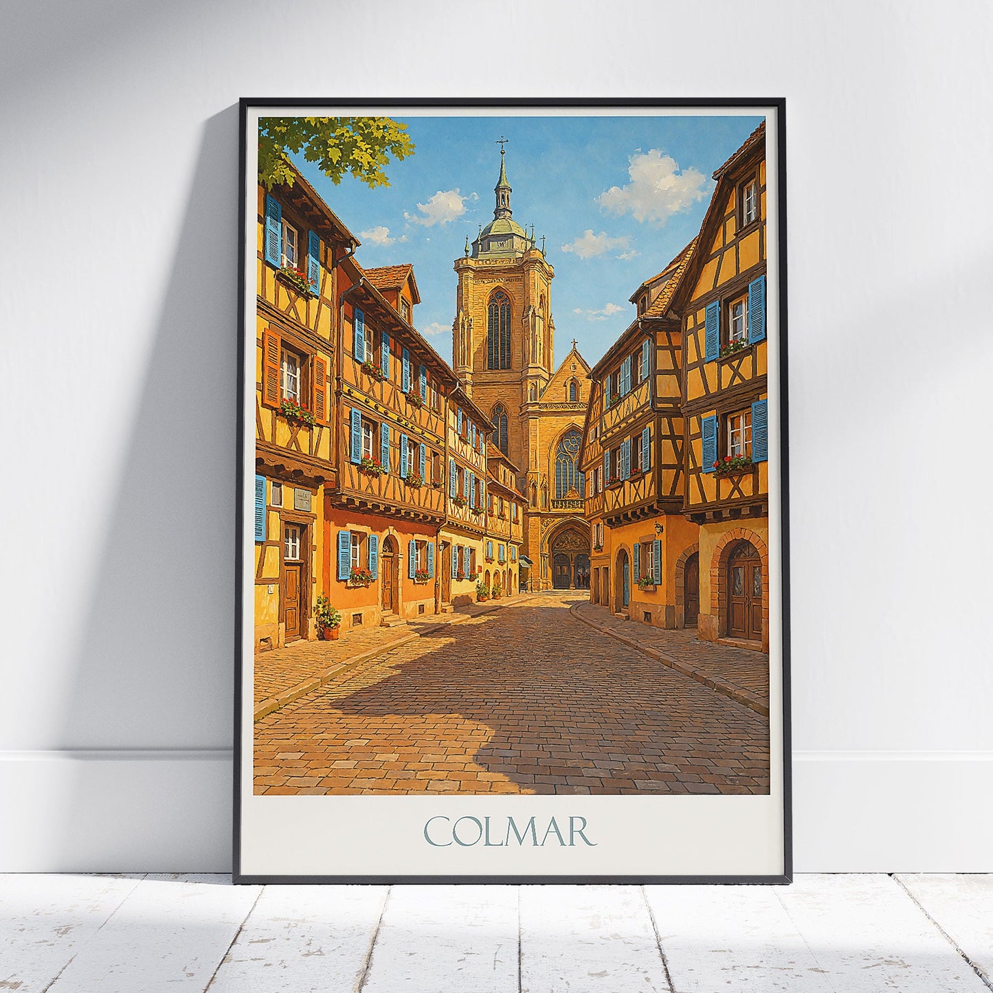 Colmar Travel Poster | Colorful Alsace Street Art Print | France Cityscape Home Decor | European Village Wall Art