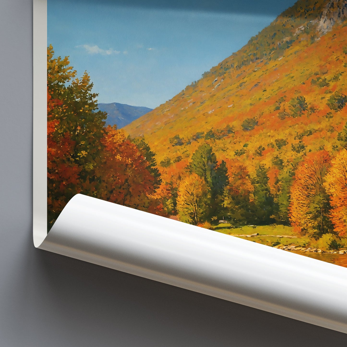 Crawford Notch New Hampshire Travel Poster | Autumn Fall Foliage Painting Print | White Mountains Scenic Art
