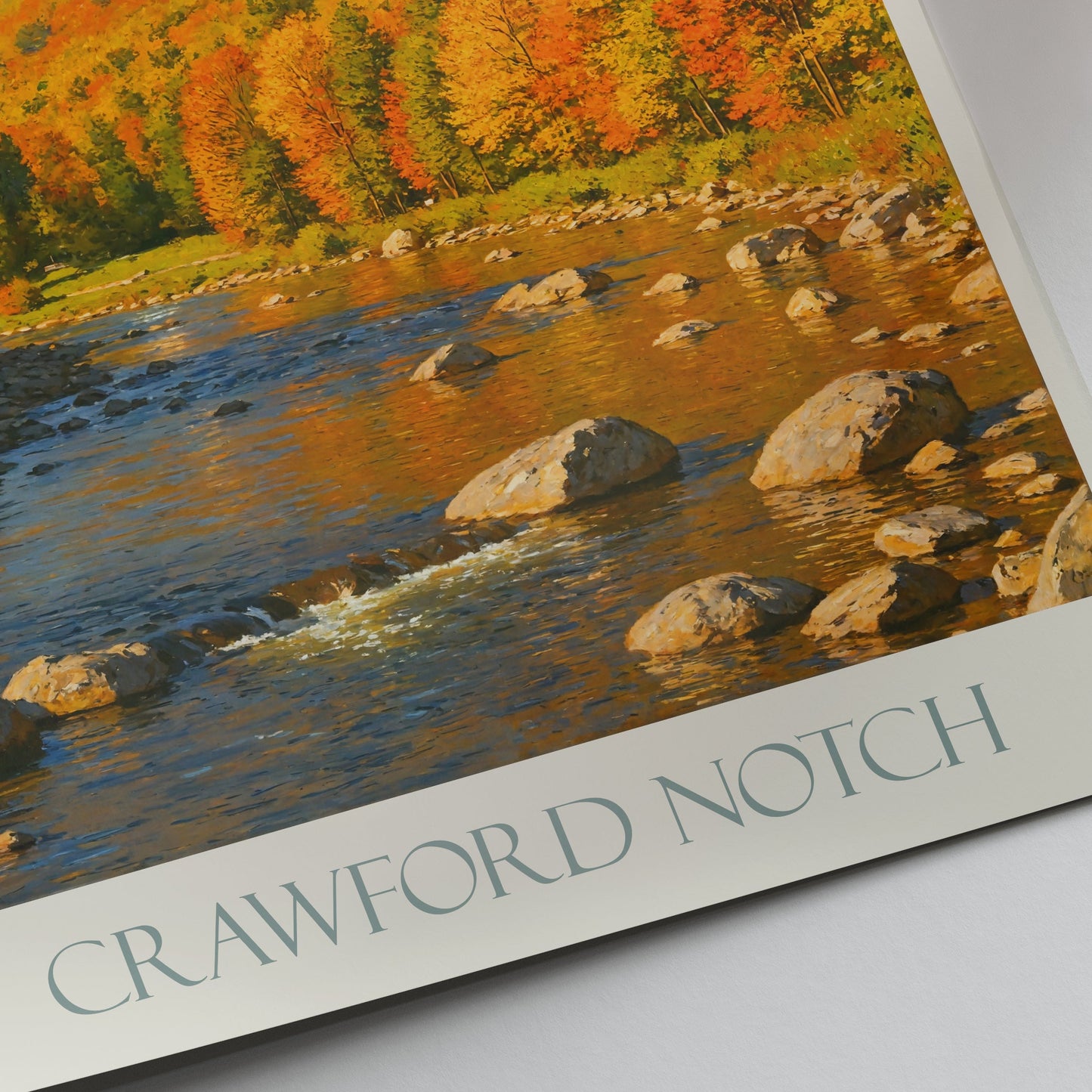 Crawford Notch New Hampshire Travel Poster | Autumn Fall Foliage Painting Print | White Mountains Scenic Art