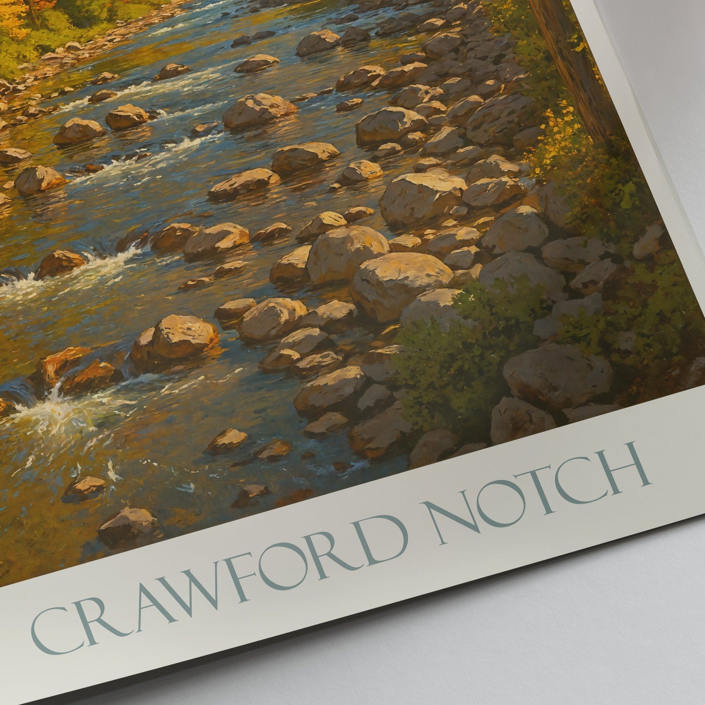 Crawford Notch Travel Poster, New Hampshire Autumn Landscape | White Mountains Fall Foliage Art Print | Scenic Mountain Wall Decor