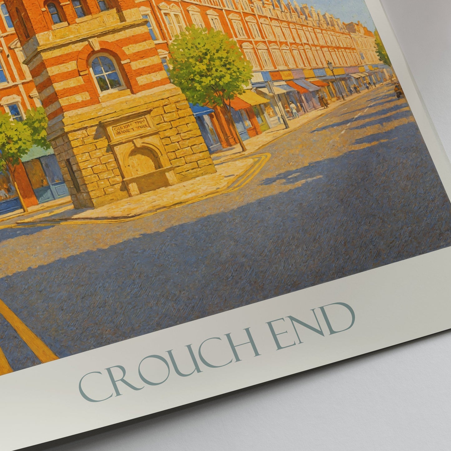 Crouch End London Travel Poster | Iconic Clock Tower Art Print | UK Street Scene Wall Decor