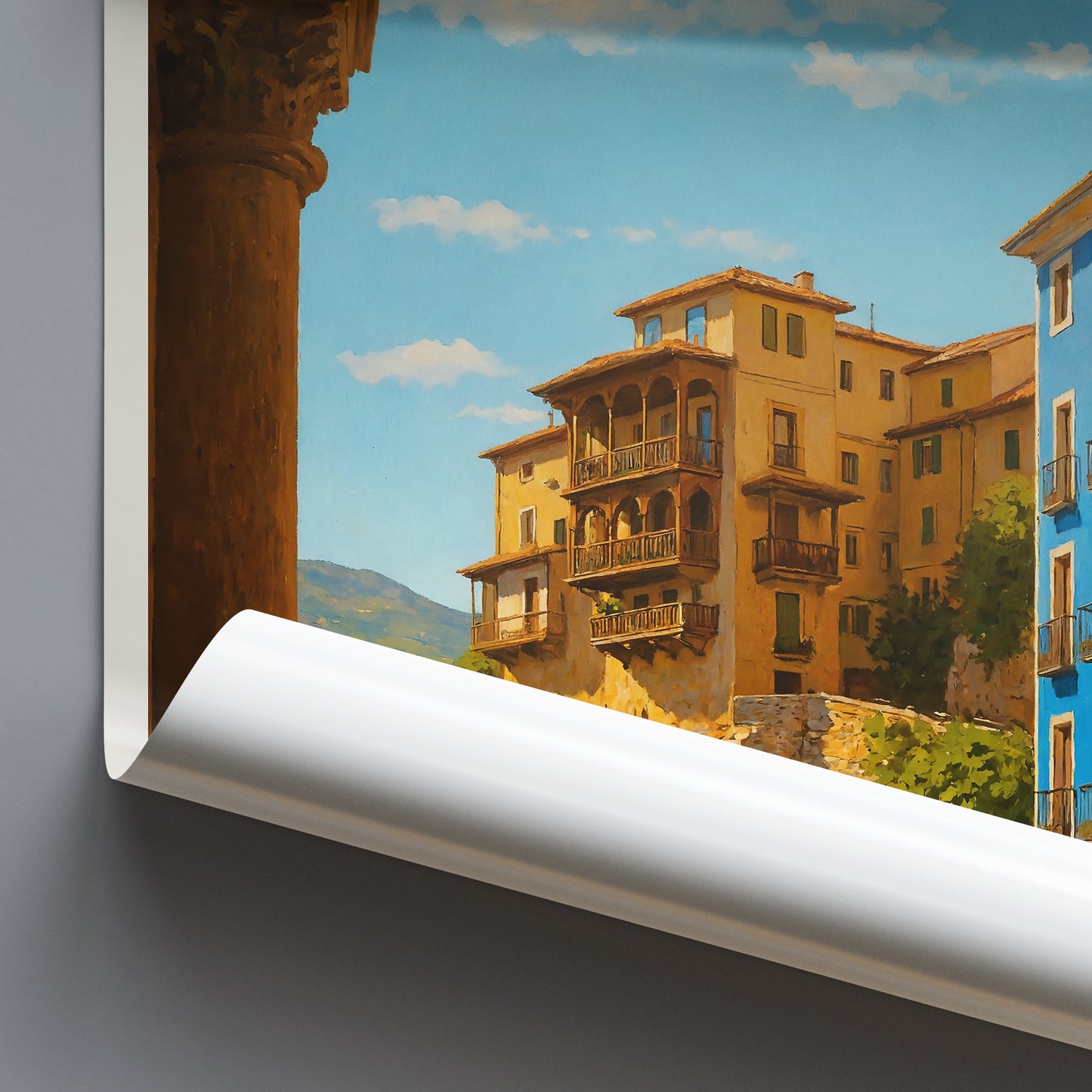 Cuenca Travel Poster | Spain Hanging Houses Art Print | Vibrant Cityscape Wall Decor | Unique Home Gift