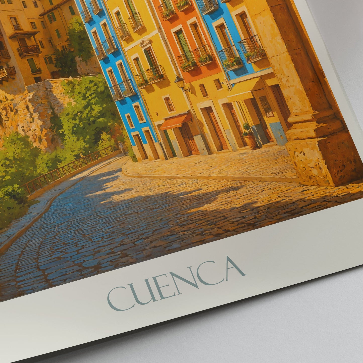 Cuenca Travel Poster | Spain Hanging Houses Art Print | Vibrant Cityscape Wall Decor | Unique Home Gift