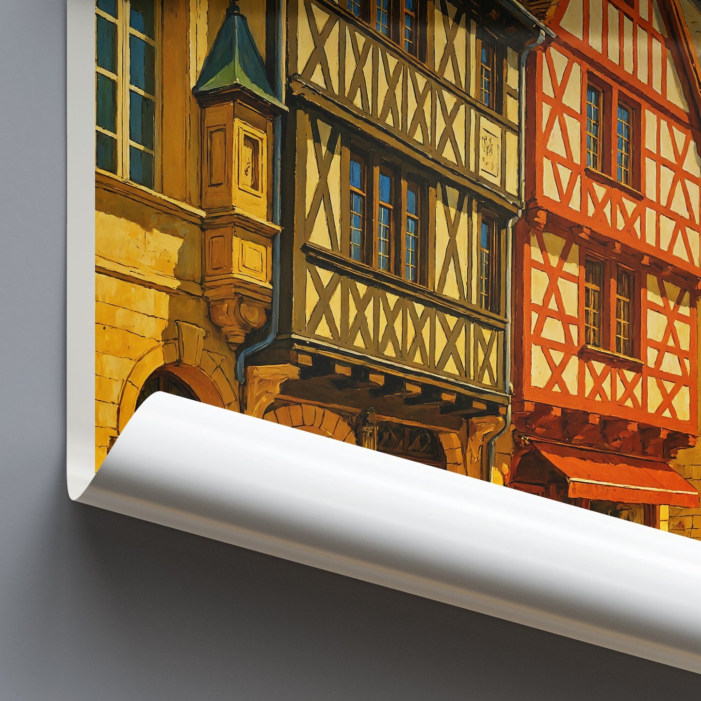 Dijon Travel Poster, Half-Timbered Street Art | France Cityscape Wall Art Print | European Home Decor Gift