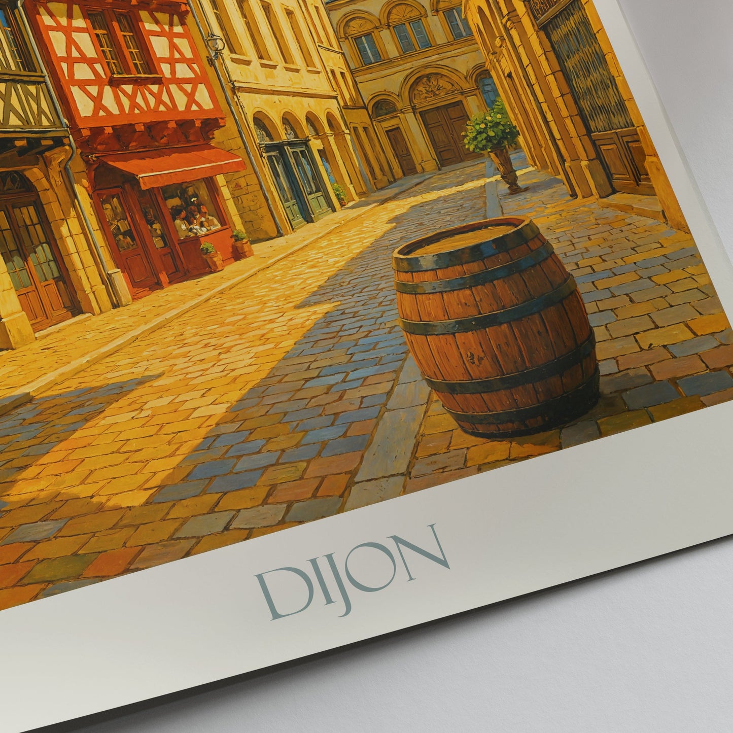 Dijon Travel Poster, Half-Timbered Street Art | France Cityscape Wall Art Print | European Home Decor Gift