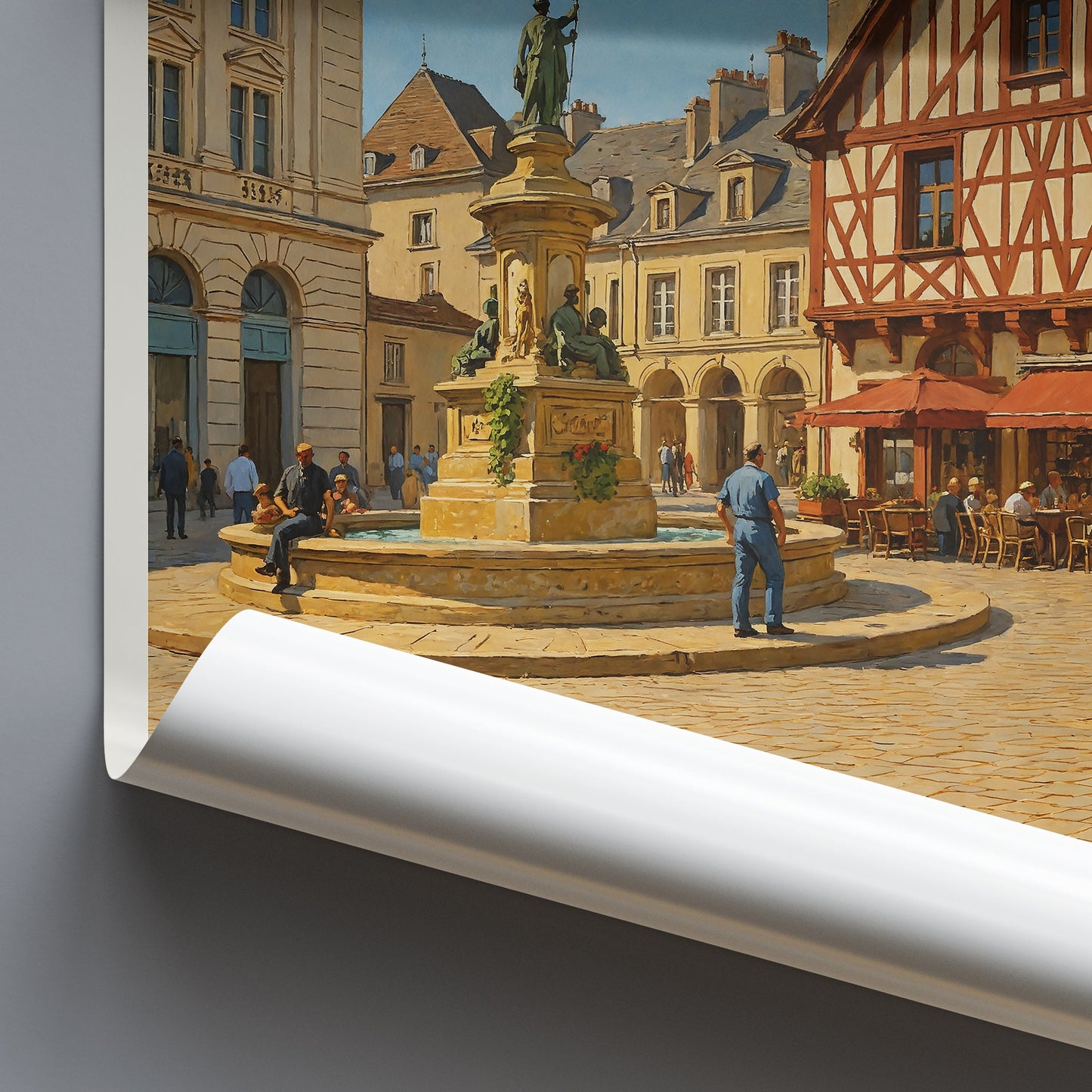Dijon Travel Poster, Half-Timbered Street Art Print ~ Historic French City Home Decor | Charming Old Town Wall Art