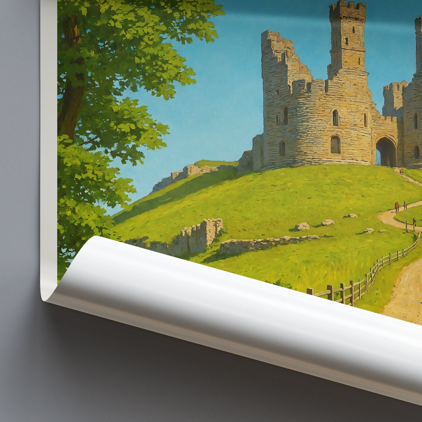 Dunstanburgh Castle Travel Poster, Northumberland England | Historic Ruin Art Print & Home Decor | UK Vacation Gift