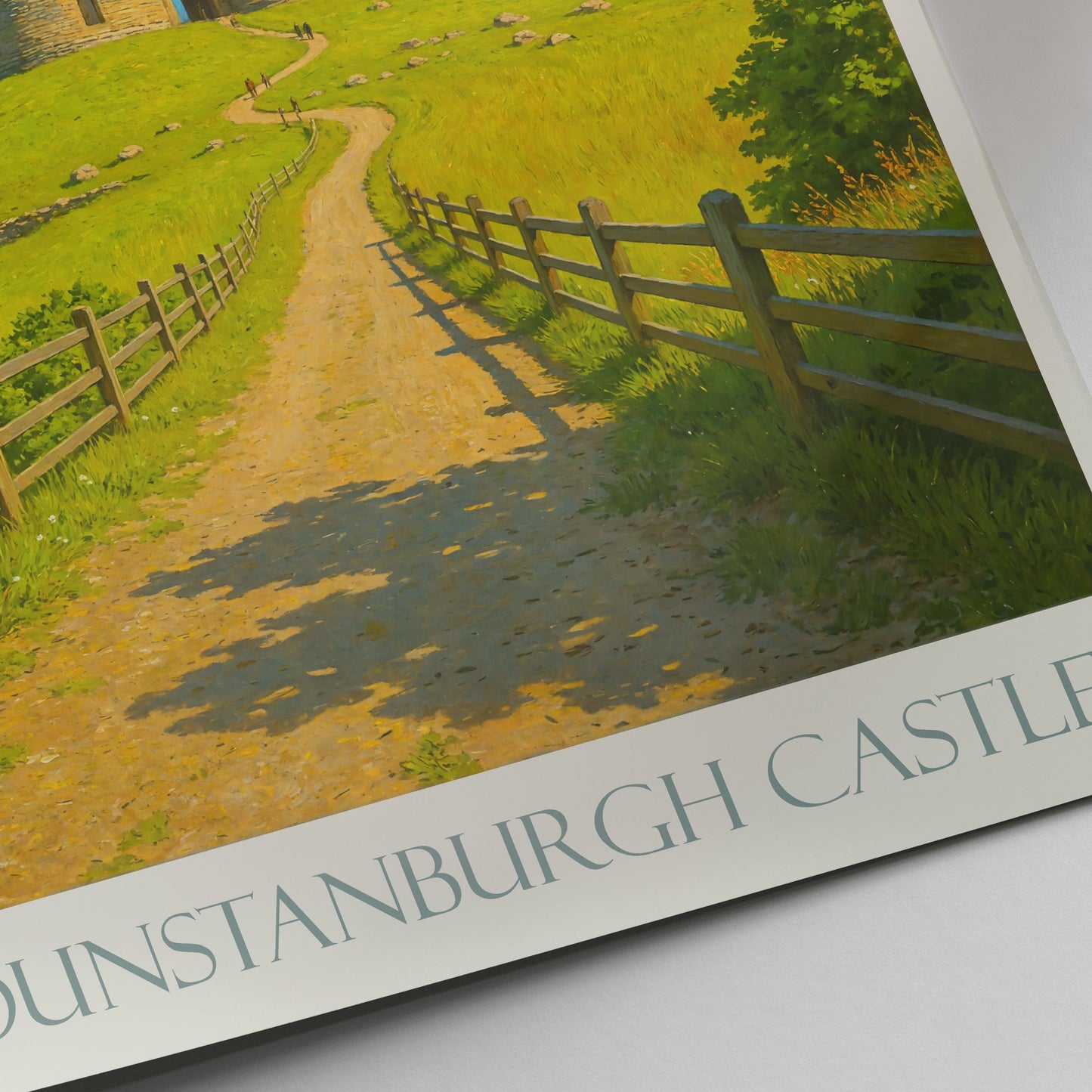 Dunstanburgh Castle Travel Poster, Northumberland England | Historic Ruin Art Print & Home Decor | UK Vacation Gift