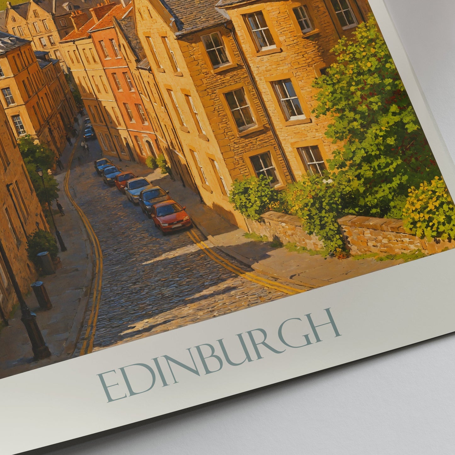 Edinburgh Travel Poster, Scotland Cityscape Art | Charming Old Town Street Wall Art Print | UK Castle Home Decor