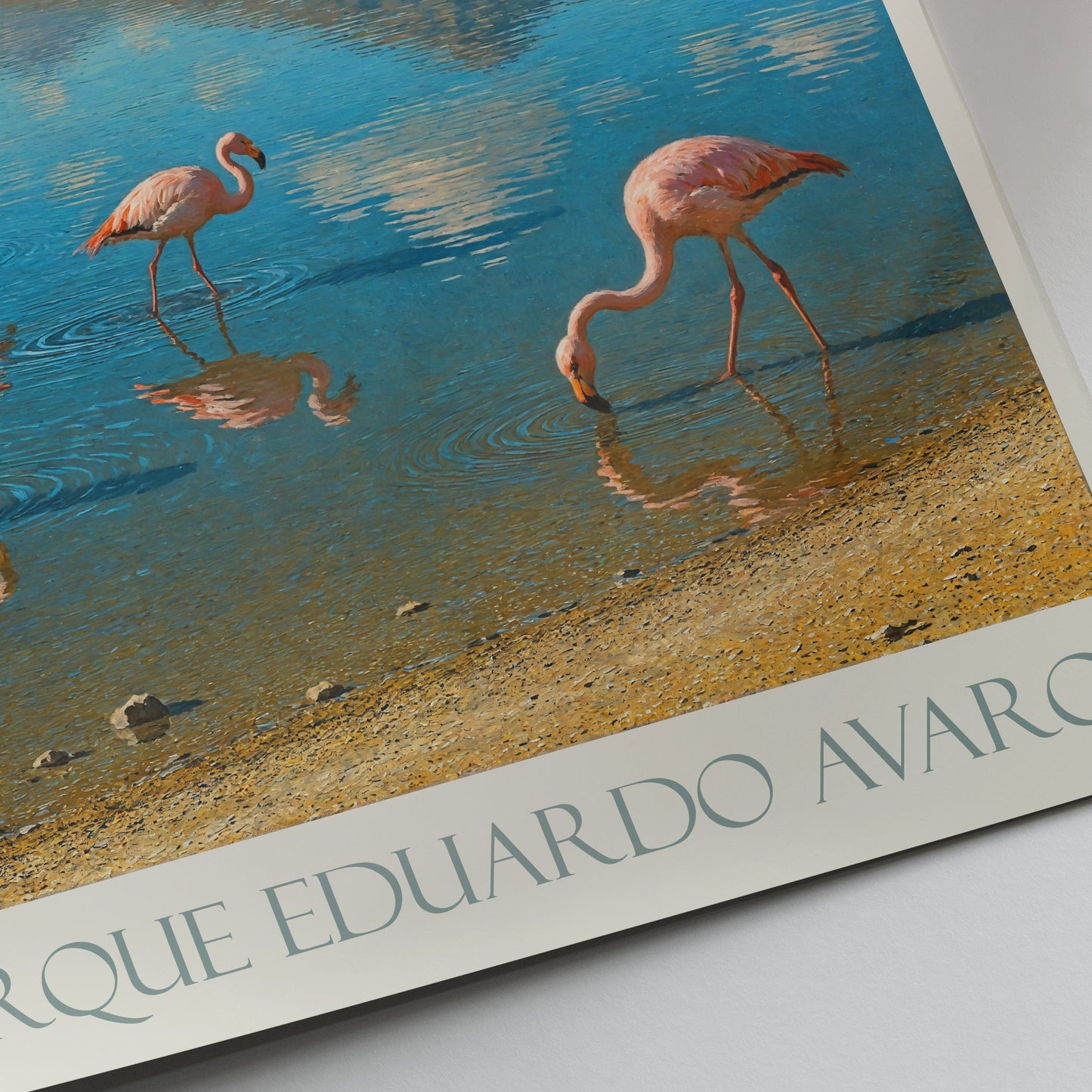 Eduardo Avaroa Travel Poster | Bolivia Flamingo Art Print | Andean Landscape Wall Decor | South America Nature Lover Gift