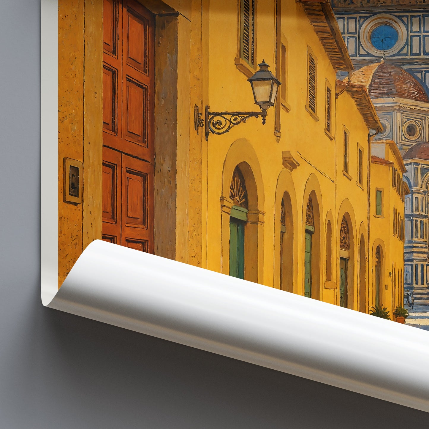 Florence Italy Travel Poster, Charming Florentine Alleyway | Duomo View Art Print | Tuscan Cityscape Home Decor