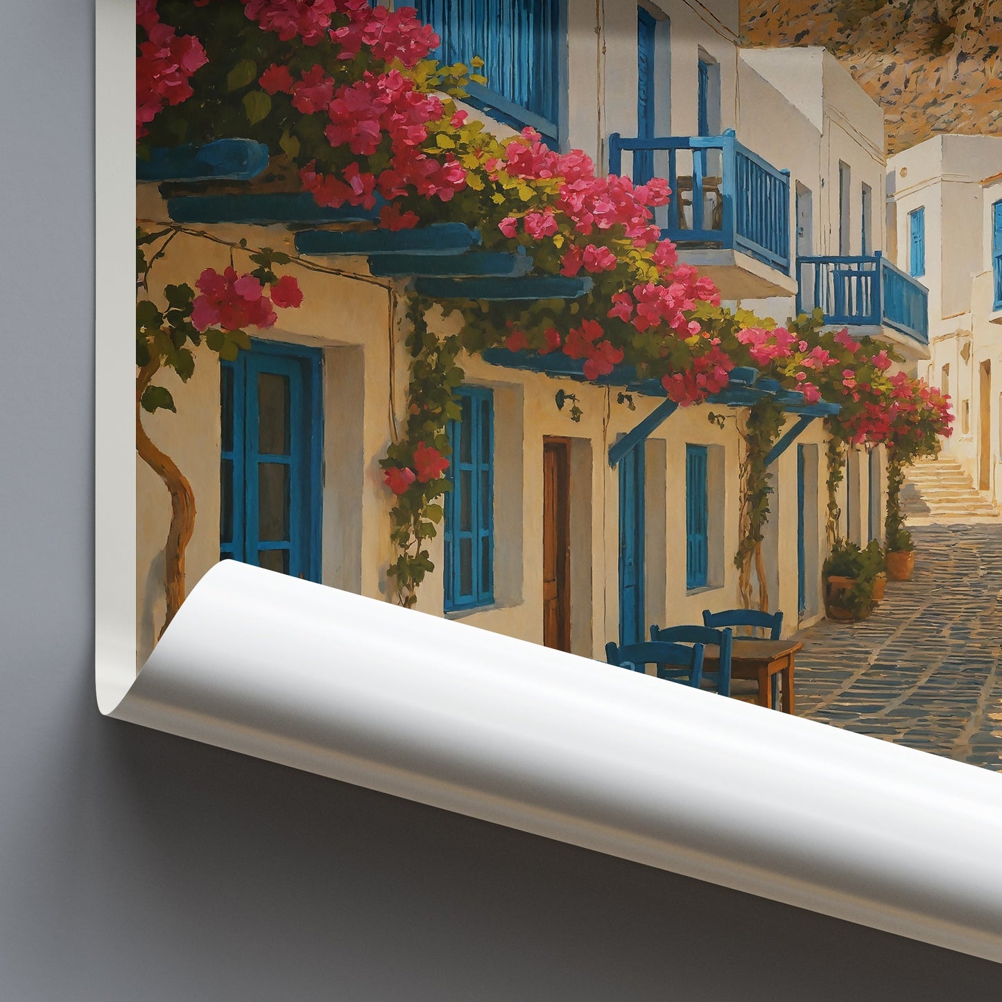 Folegandros Travel Poster, Charming Street Art | Greek Island Decor | Panagia Church Print | Greece Wall Art