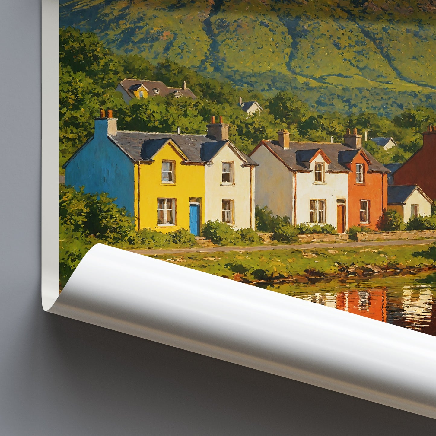 Fort William Travel Poster, Scottish Highlands Art Print | Colourful Scottish Lochside Painting | Scotland Wall Decor Gift