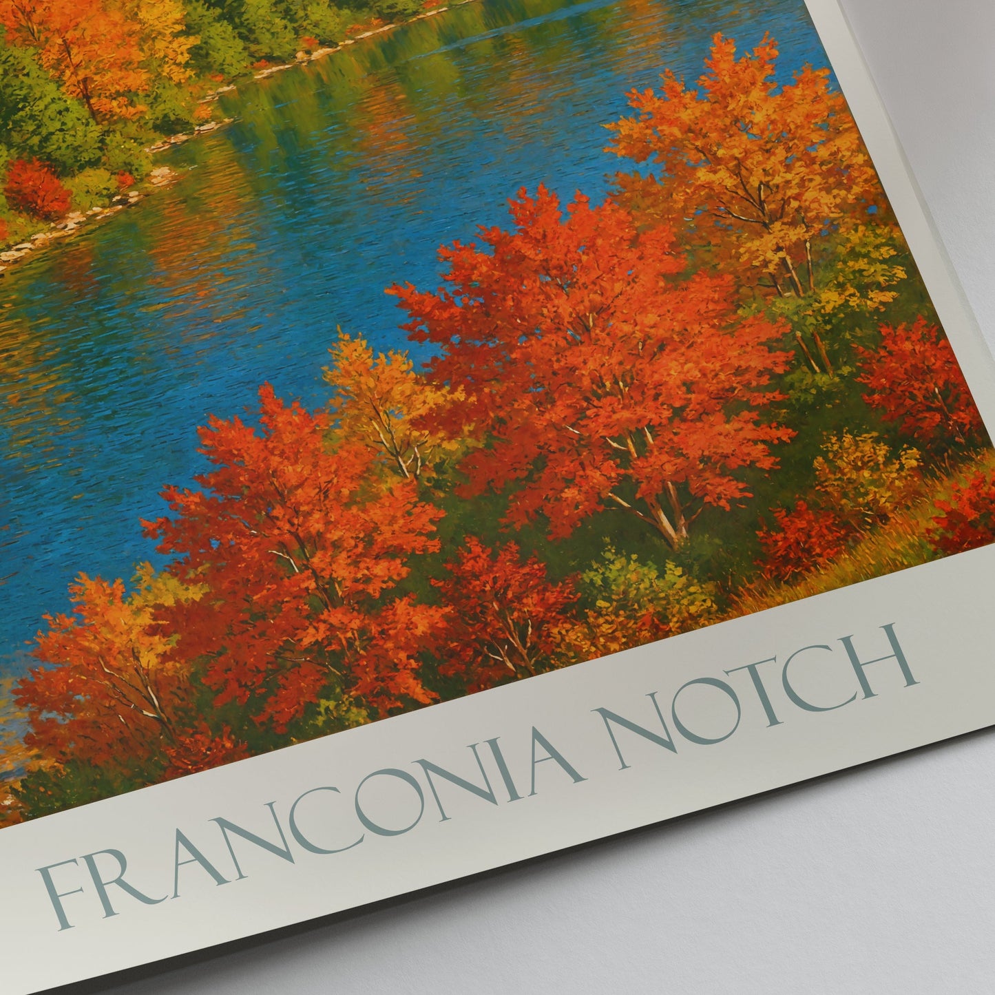 Franconia Notch Travel Poster, New Hampshire Fall Foliage Art | Autumn Landscape Print & Home Decor | Nature Lover Gift
