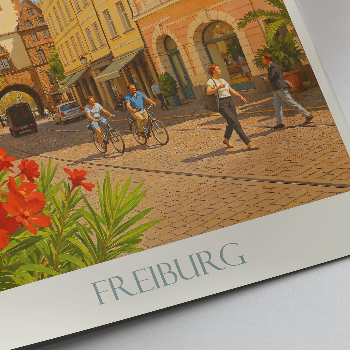 Freiburg Travel Poster, Germany Historic City Art | Schwabentor Gate Print & Old Town Wall Decor