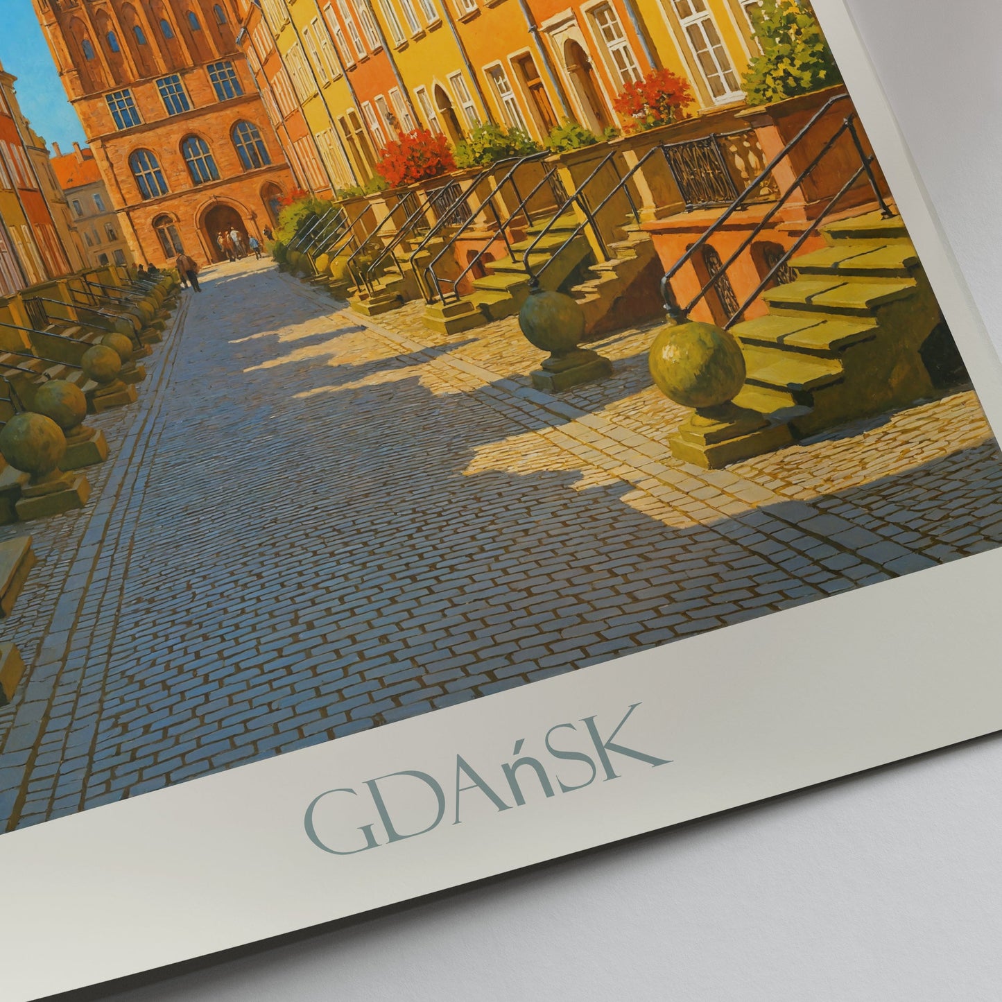 Gdańsk Travel Poster | Poland Long Market Art Print | Hanseatic Cityscape Wall Decor | Vibrant Old Town Gift