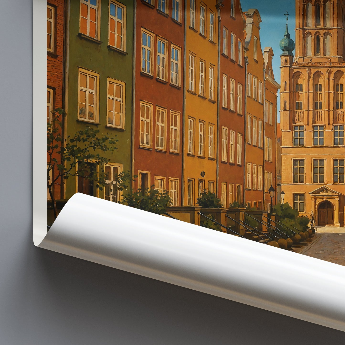 Gdansk Travel Poster, Hanseatic Old Town Street Poland | Historic Art Print | Vibrant Wall Decor | European City Gift Idea