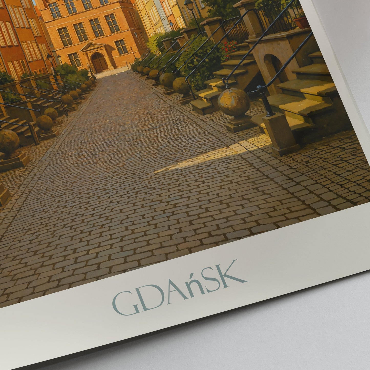Gdansk Travel Poster, Hanseatic Old Town Street Poland | Historic Art Print | Vibrant Wall Decor | European City Gift Idea