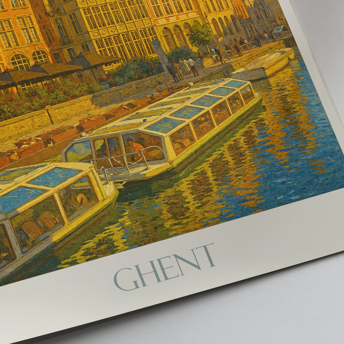 Ghent Travel Poster, Graslei Canal Art Print ~ Belgium Cityscape Wall Art | European Home Decor | Vacation Gift