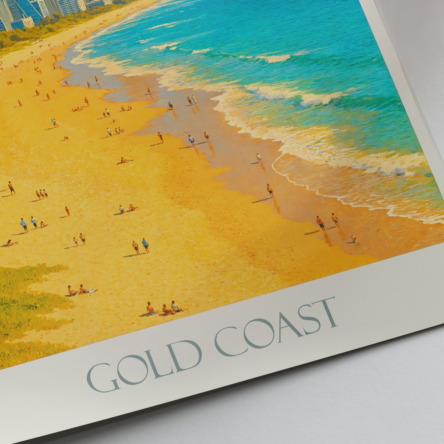 Gold Coast Travel Poster, Surfers Paradise Beach Art | Queensland Australia | Coastal Cityscape Wall Art Print | Modern Beach Decor