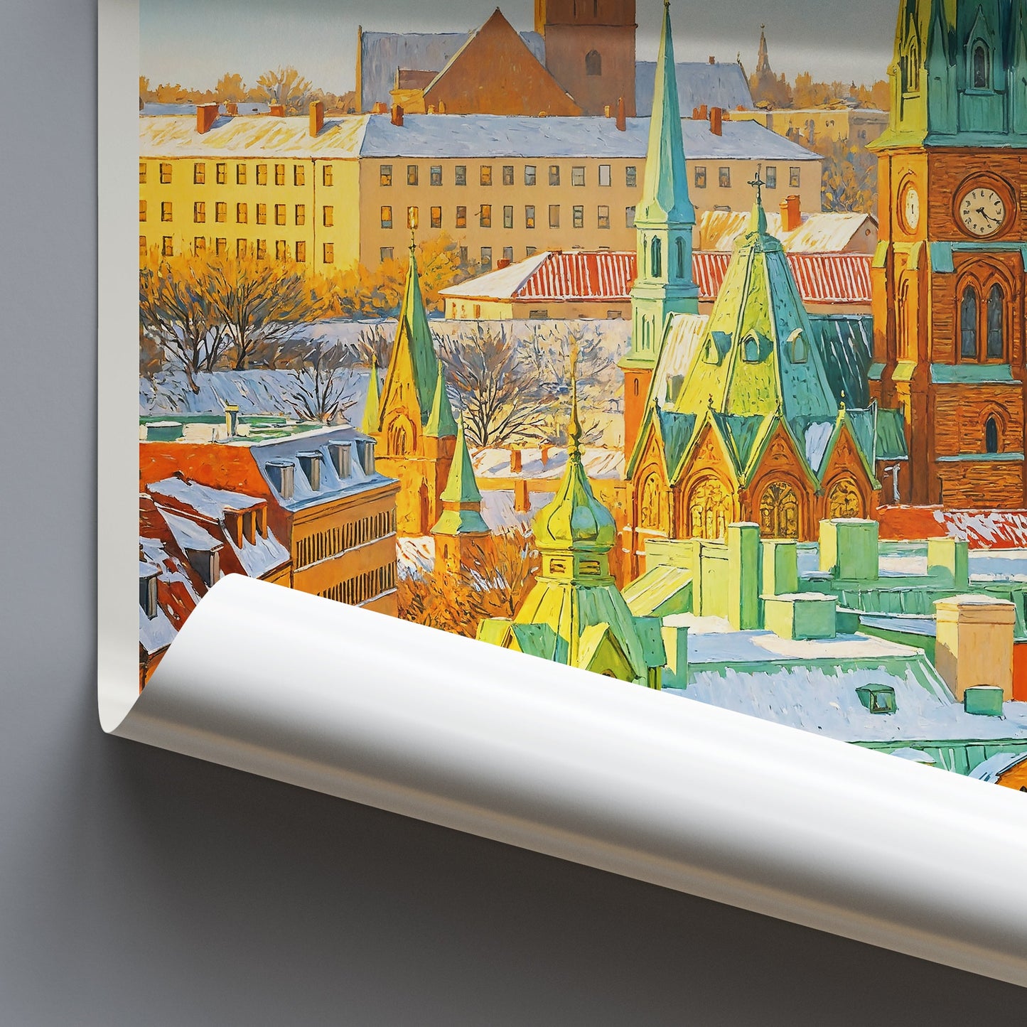 Gothenburg Travel Poster, Snowy Göteborg Cityscape ~ Sweden Winter Art Print | Scandinavian Wall Decor | Unique Home Gift