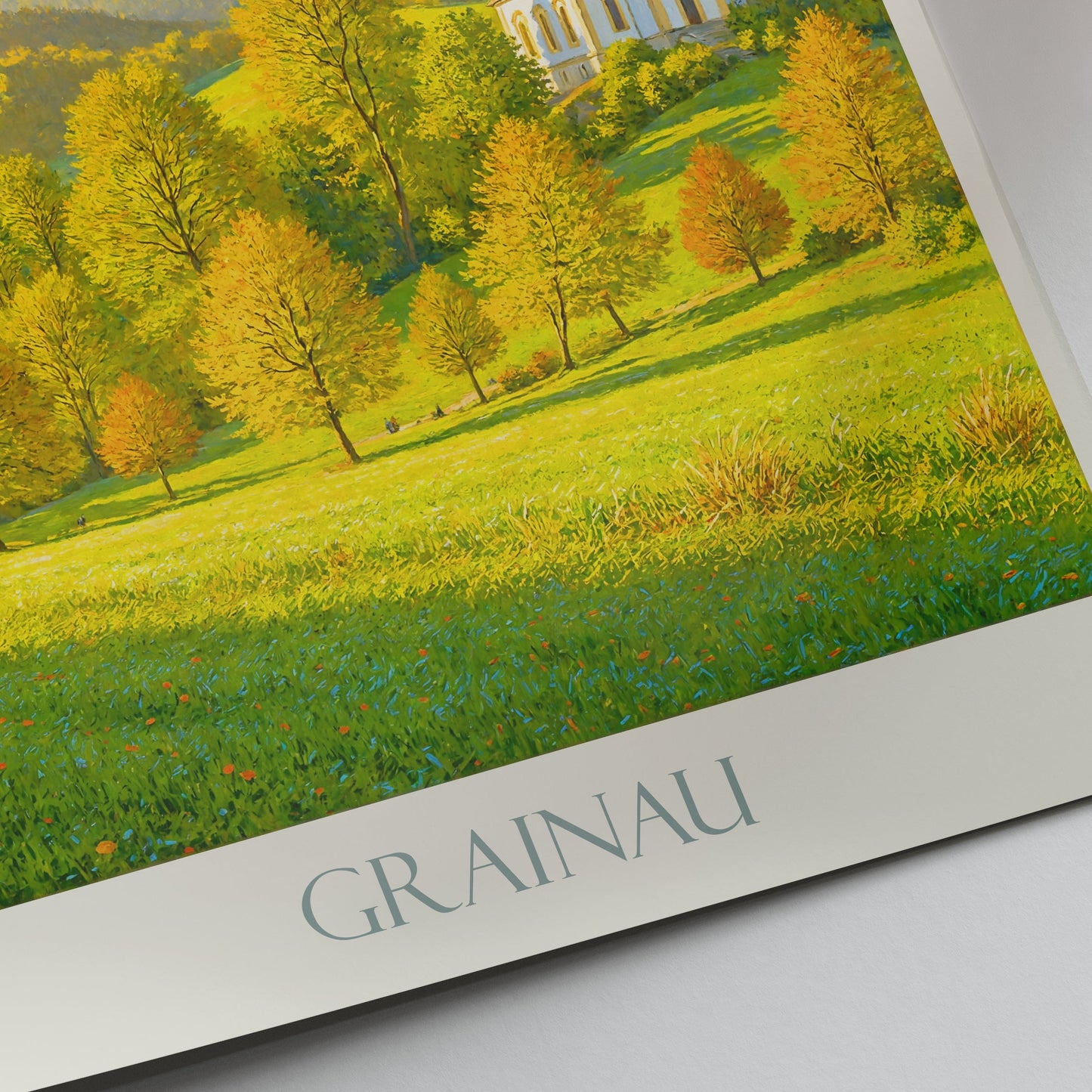 Grainau Germany Travel Poster, Zugspitze Mountain View ~ Bavarian Alps Church Art Print | Autumn Landscape Home Decor
