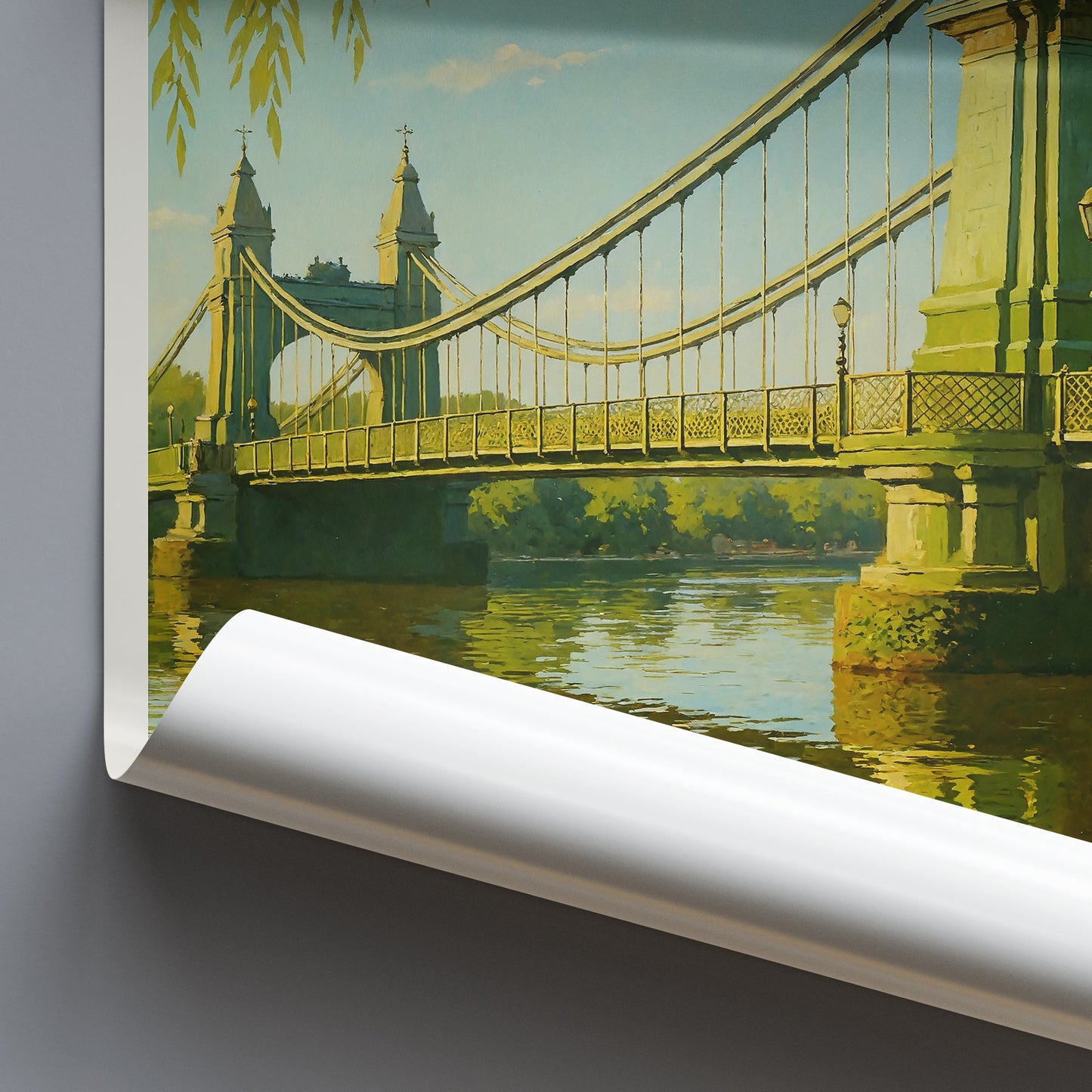 Hammersmith Bridge London Poster | River Thames Art Print | Iconic UK Travel Decor | Vintage Style Wall Art