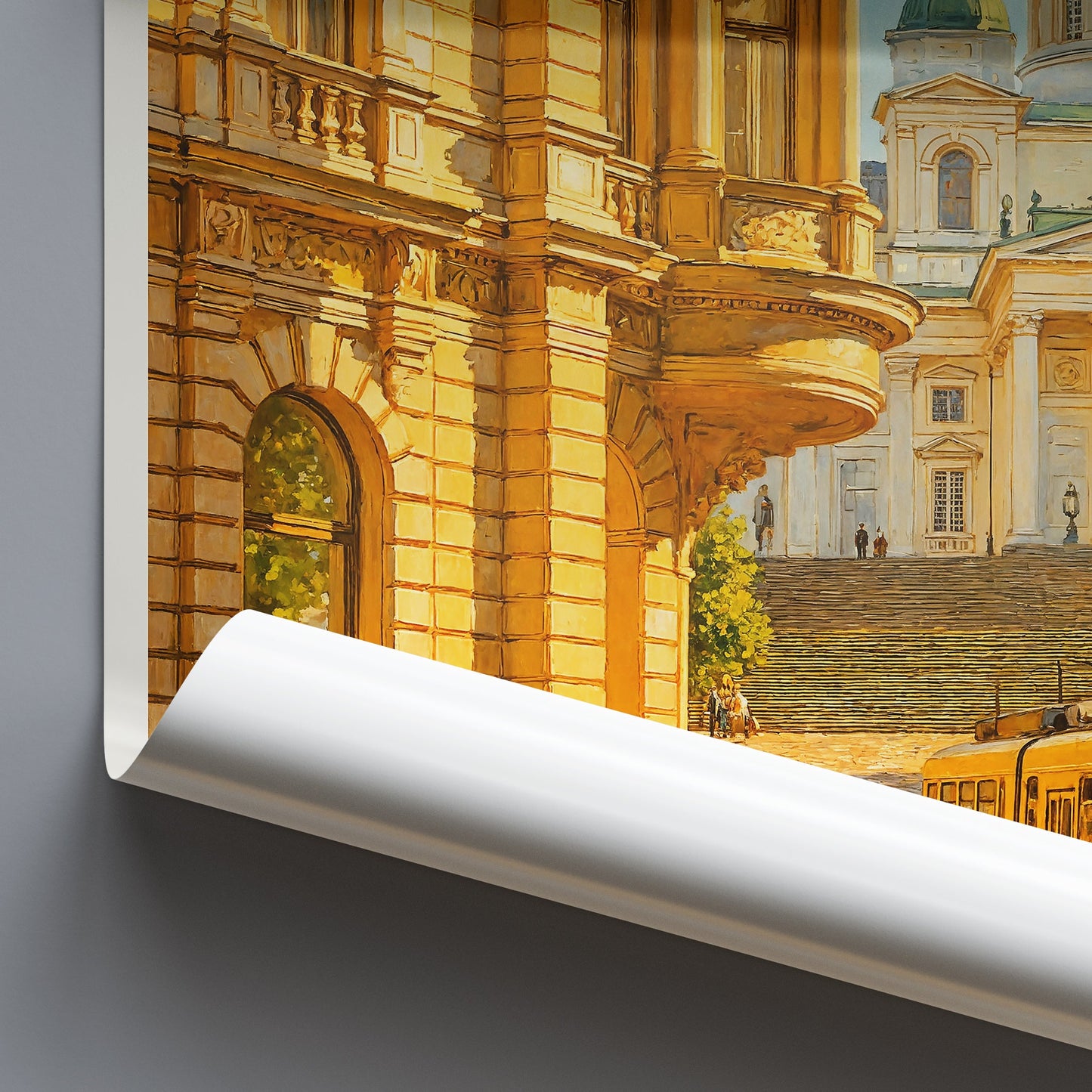 Helsinki Travel Poster, Cathedral & Tram Art Print ~ Finland Cityscape Wall Art | Nordic Home Decor | Scandinavian Travel Gift