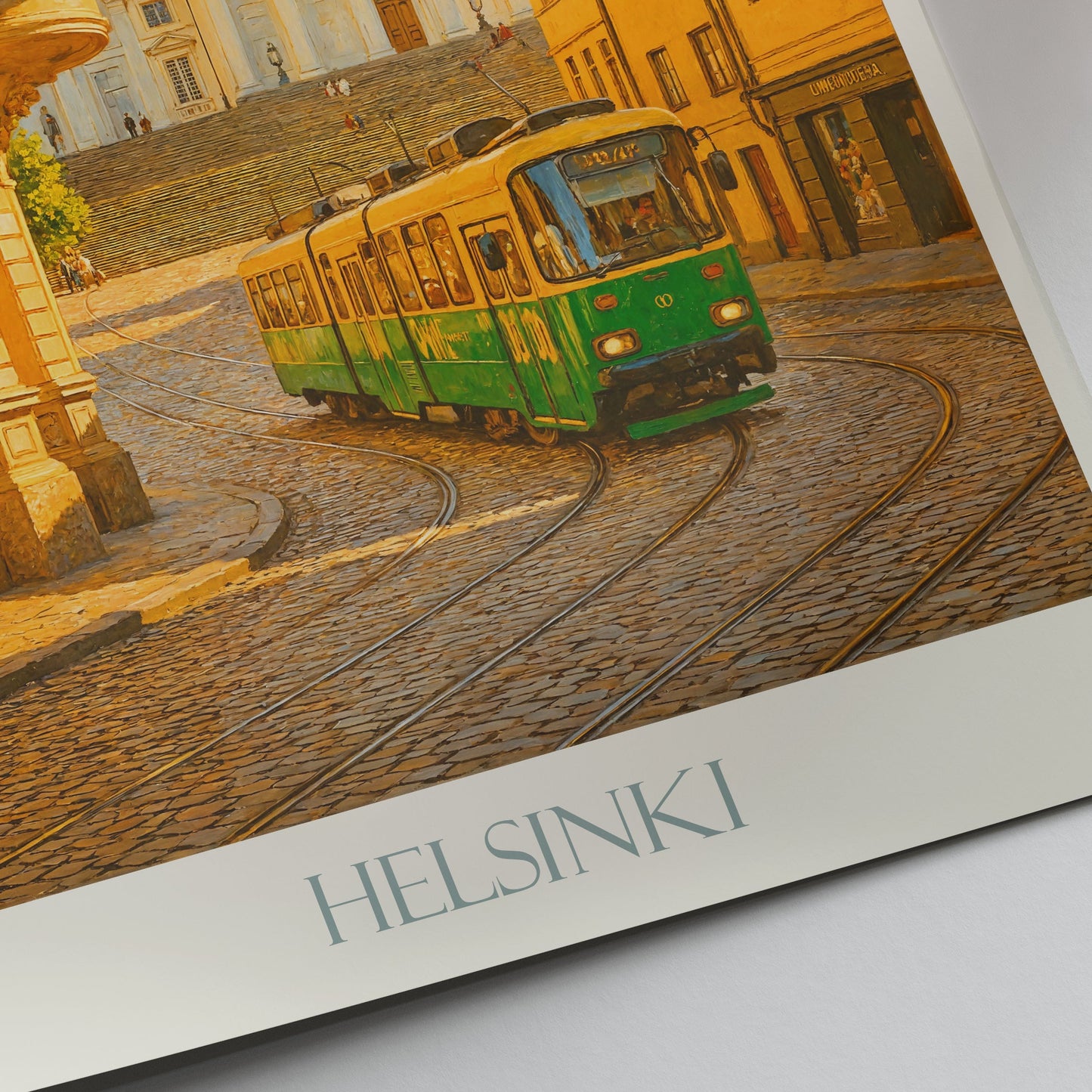 Helsinki Travel Poster, Cathedral & Tram Art Print ~ Finland Cityscape Wall Art | Nordic Home Decor | Scandinavian Travel Gift