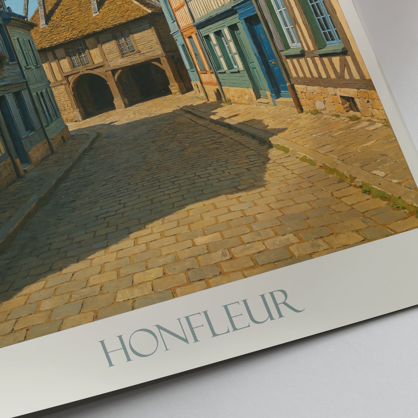 Honfleur Travel Poster, Charming Street Scene ~ France Village Art Print | Normandy Coastal Town Wall Decor