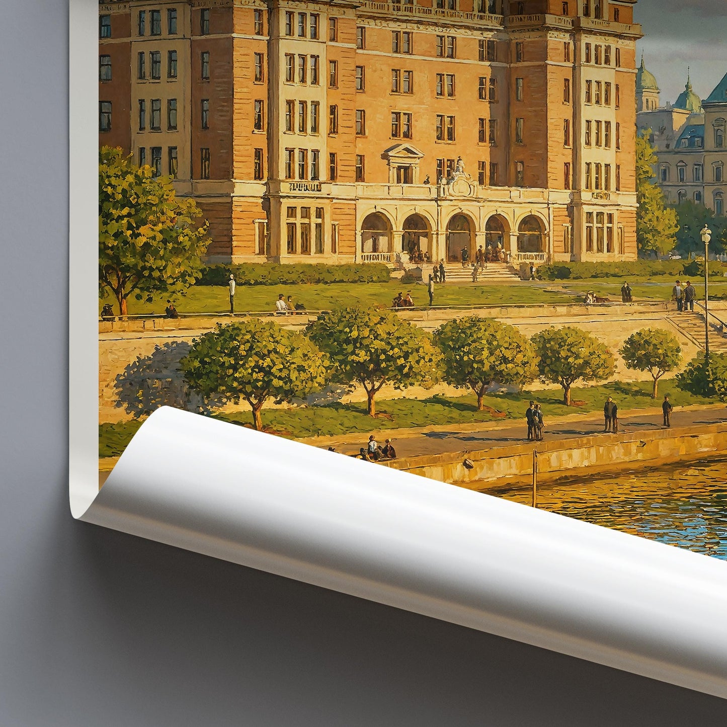 Victoria Travel Print, Harbour ~ British Columbia Canada Travel Poster Wall Art Home Decor Gift Personalized Framed