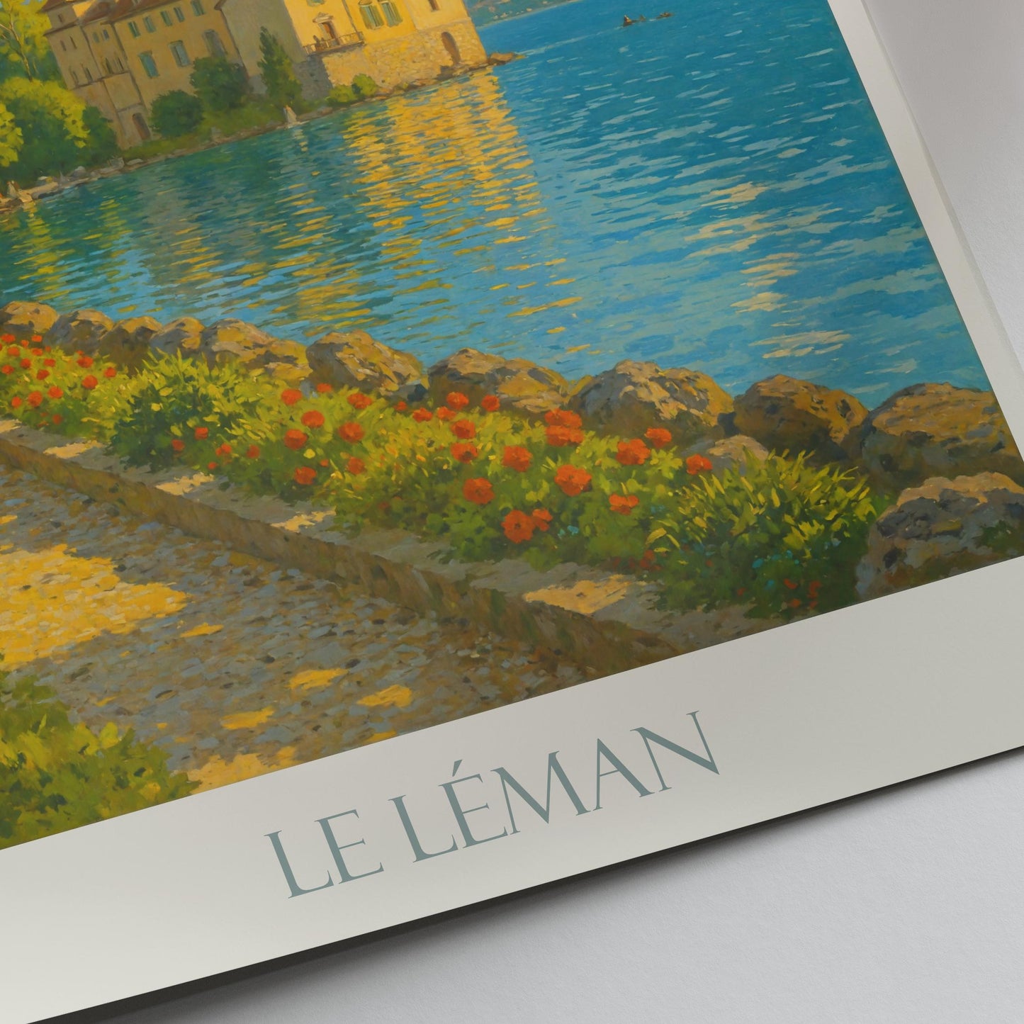 Chillon Castle Travel Print, Lake Geneva ~ Switzerland Travel Poster Wall Art Home Decor Personalized Gift Painting Framed