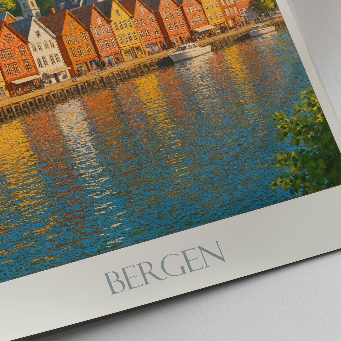 Bergen Travel Print, Bryggen Wharf ~ Norway Travel Poster