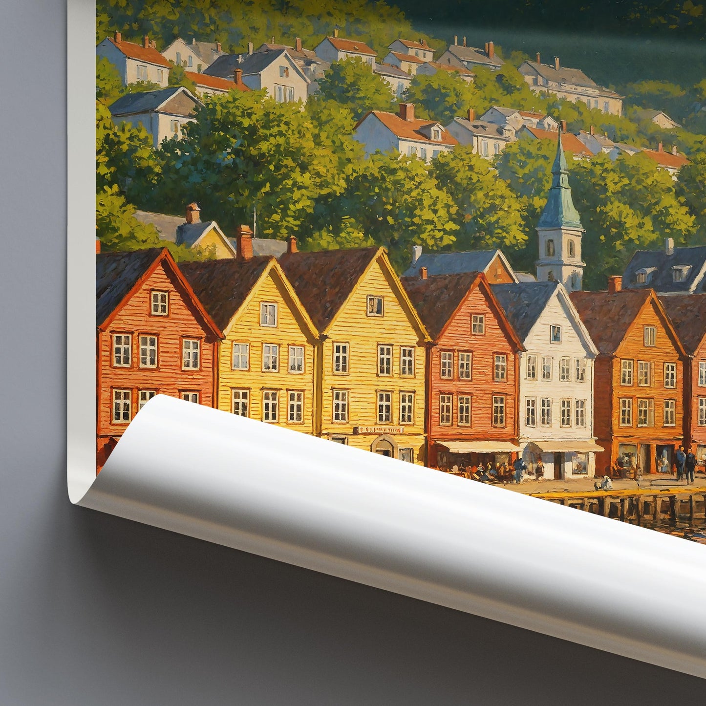 Bergen Travel Print, Bryggen Wharf ~ Norway Travel Poster