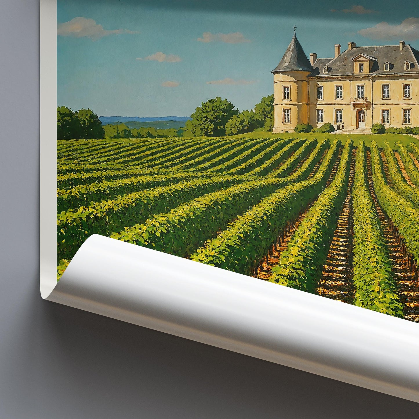 Bordeaux Travel Print, Vineyard and Château ~ France Travel Poster
