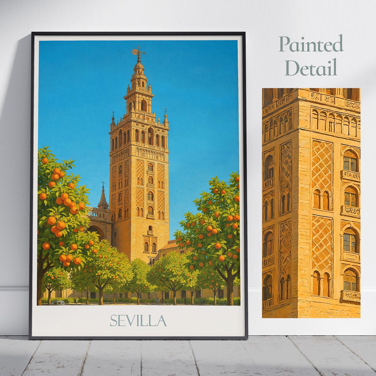 Seville Travel Print ~ Spain Travel Poster | Painted Wall Art Print & Home Decor | Framed Personalized Print | Vacation Travel Gift