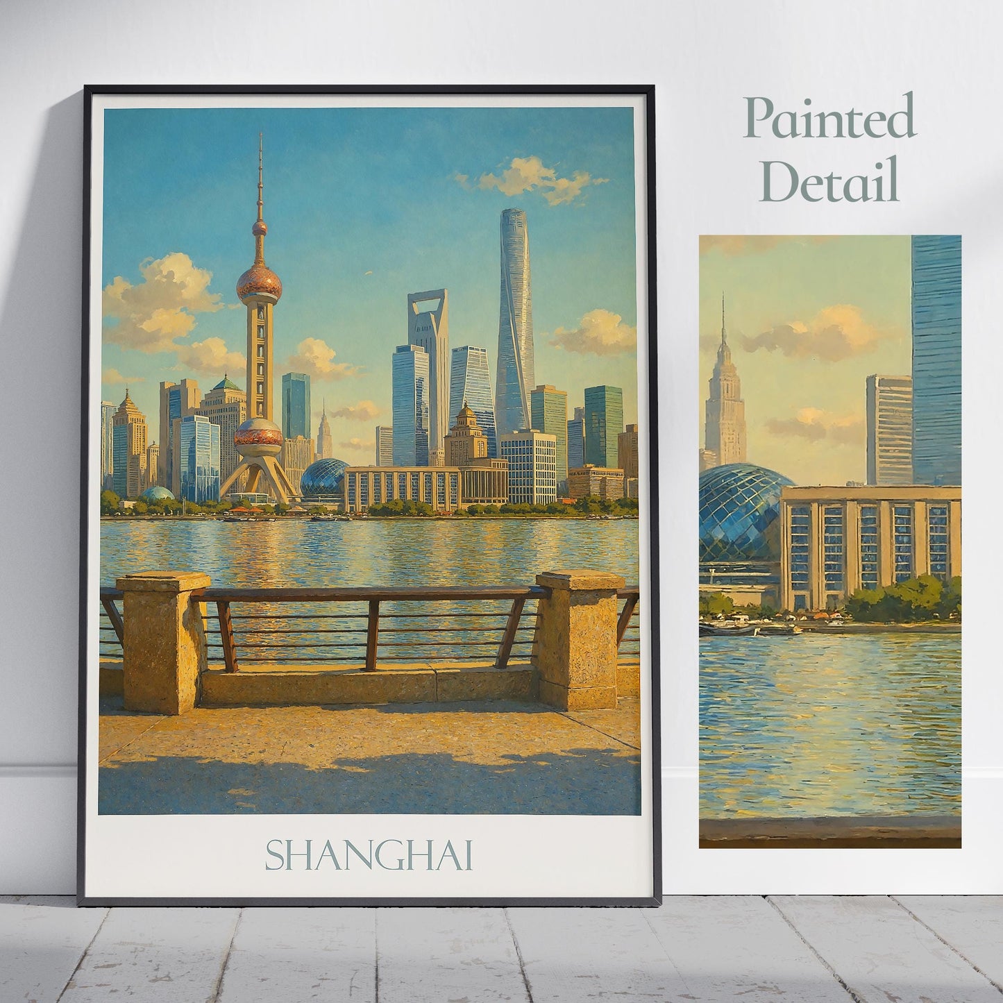 Shanghai Travel Print ~ China Travel Poster | Painted Wall Art Print & Home Decor | Framed Personalized Print | Vacation Travel Gift