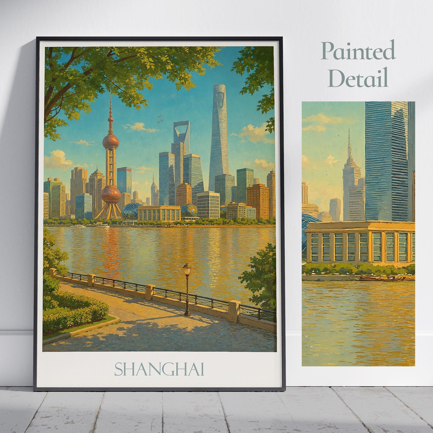 Shanghai Travel Print ~ China Travel Poster | Painted Wall Art Print & Home Decor | Framed Personalized Print | Vacation Travel Gift