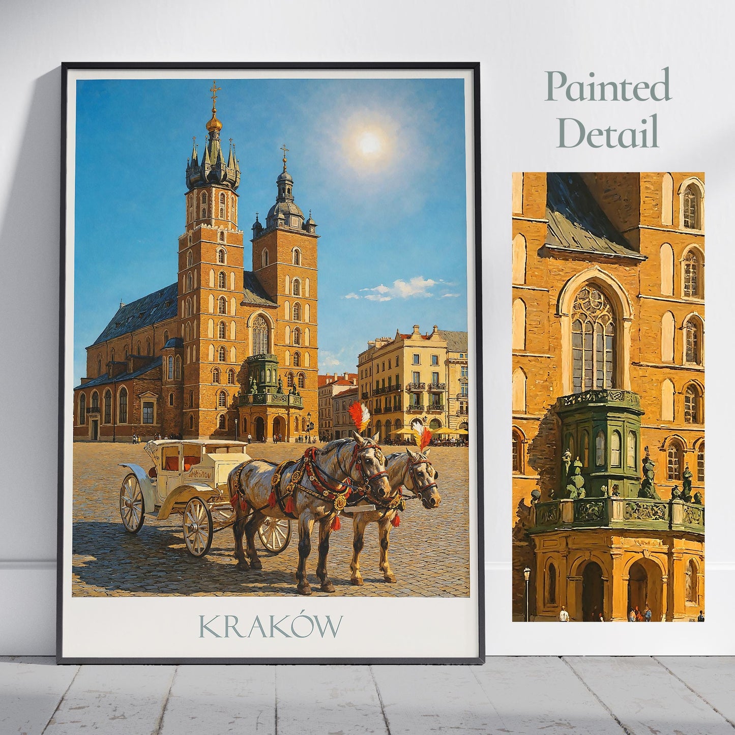 Krakow Travel Print, Poland ~ Travel Poster Wall Art Home Decor Personalized Gift Painting Framed