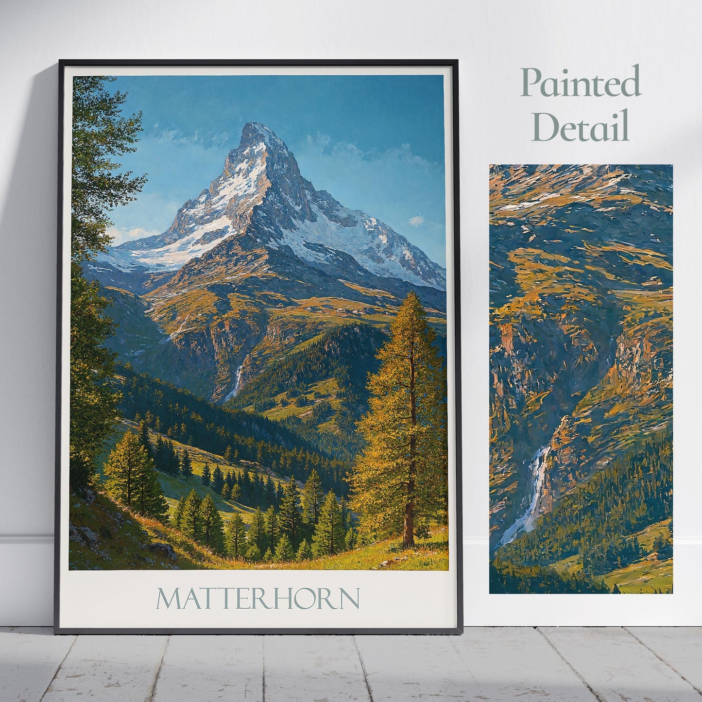 Matterhorn Travel Print ~ Switzerland Travel Poster Personalized Alps Wall Art Home Decor Gift Framed