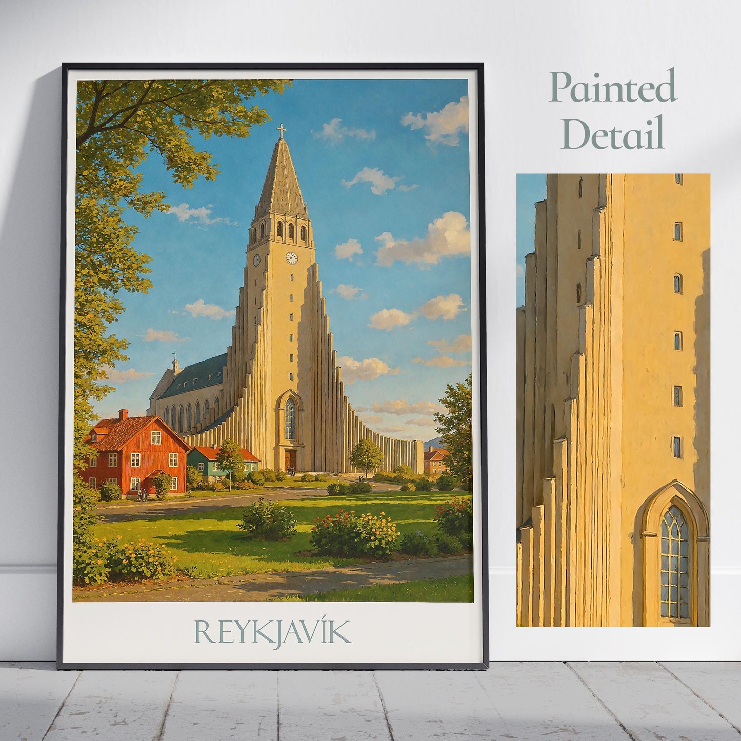 Reykjavik Travel Print ~ Iceland Travel Poster | Painted Wall Art Print & Home Decor | Framed Personalized Print | Vacation Travel Gift