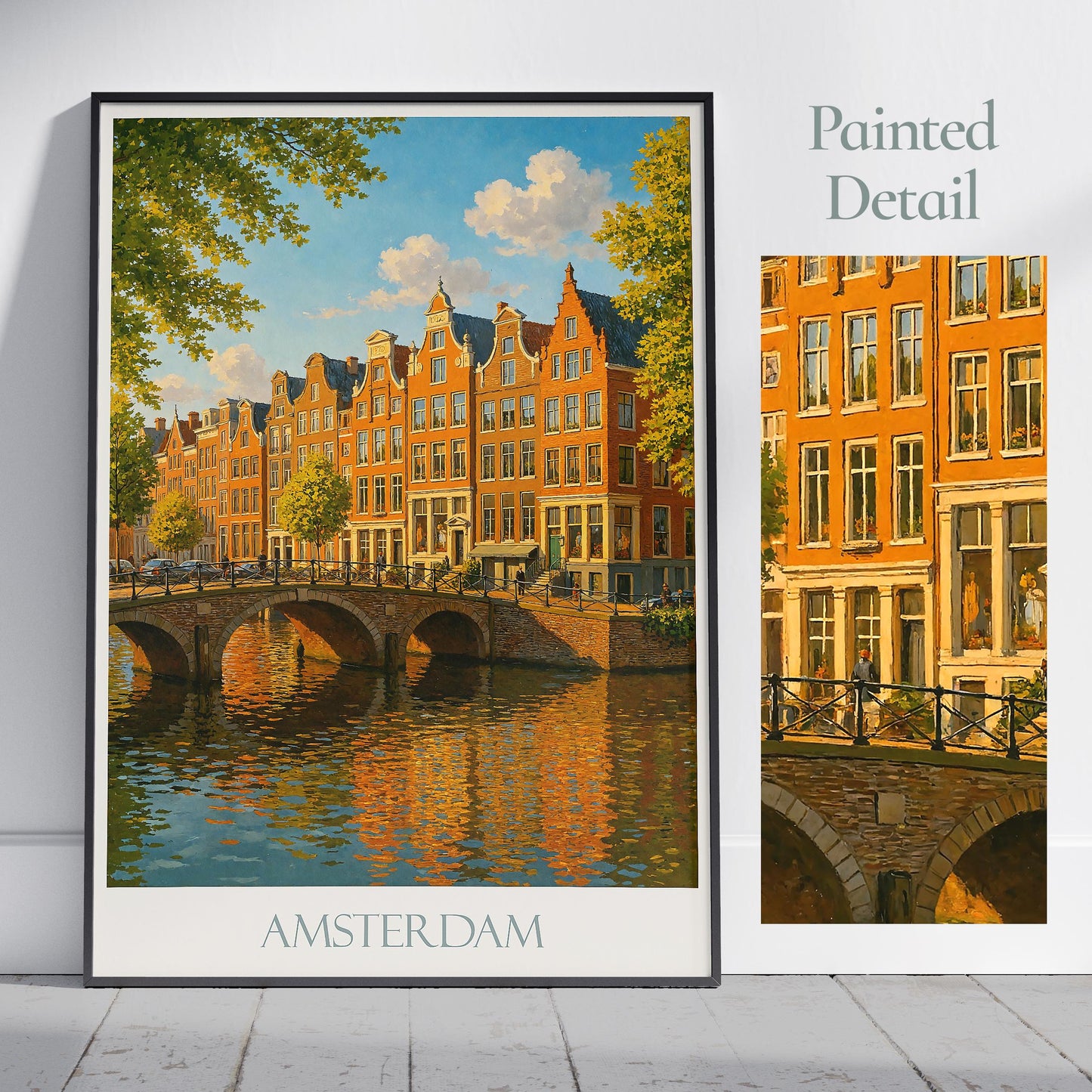 Amsterdam Travel Print ~ Amsterdam Netherlands travel poster print, Amsterdam travel wall decor, Amsterdam city wall art Amsterdam gift