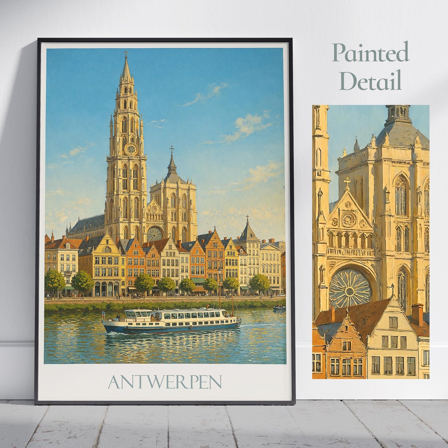 Antwerp Travel Print ~ Belgium Travel Poster | Painted Wall Art & Home Decor | Framed Personalized Print | Vacation Travel Gift